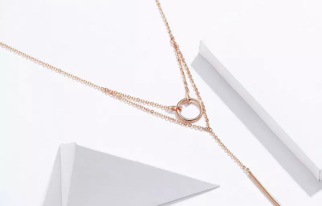Rose Gold Minimalist Long Necklace