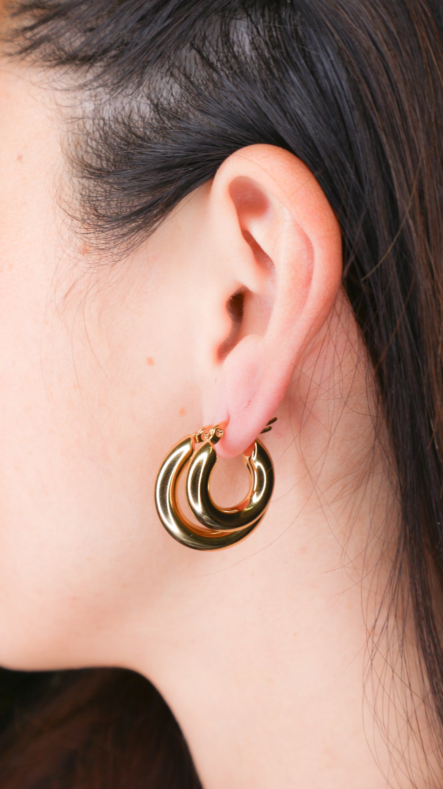 Gold Hoop Huggie Earrings