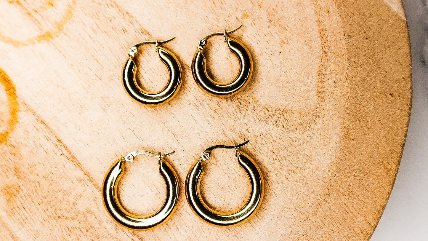 Gold Hoop Huggie Earrings