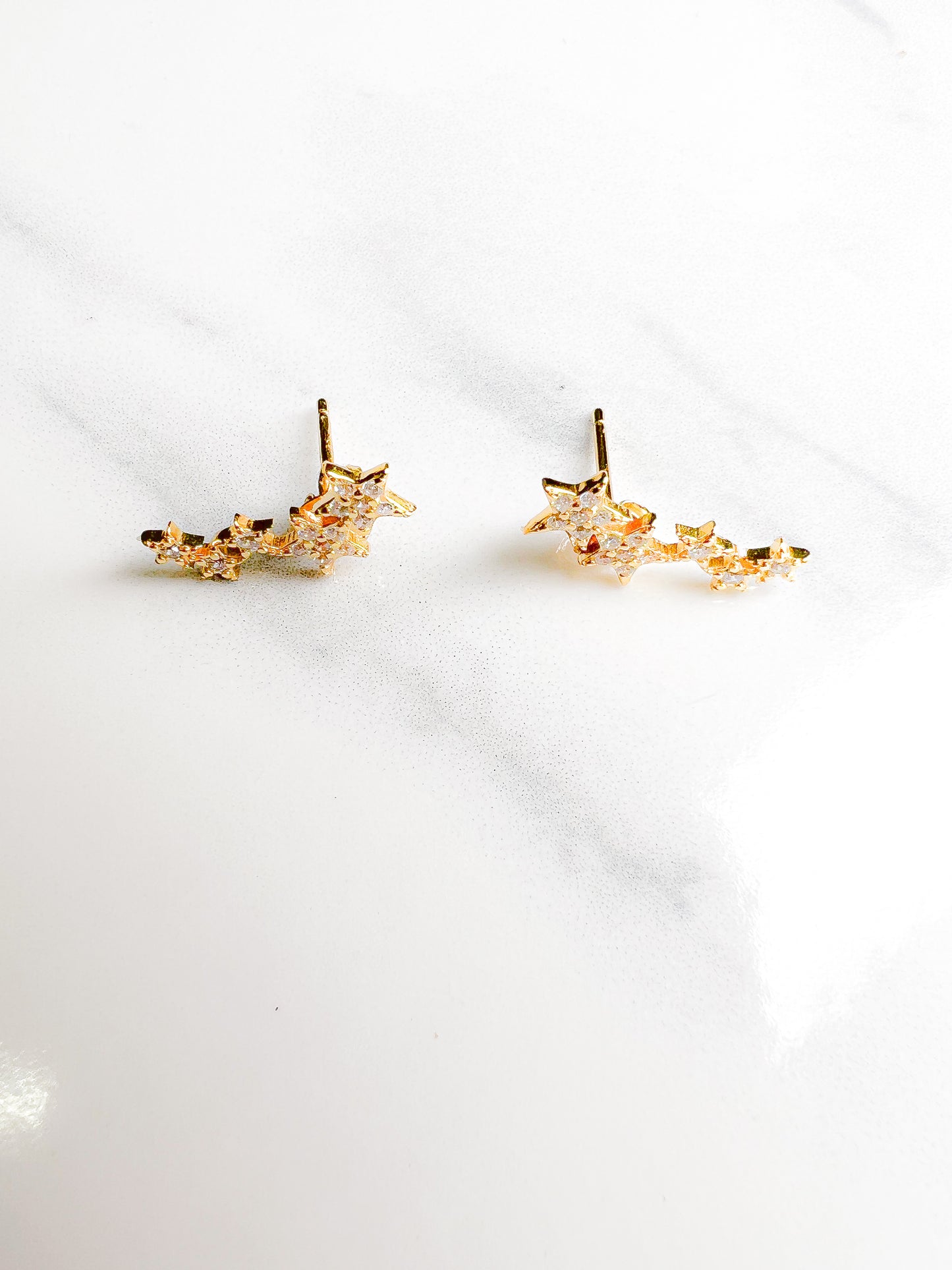 Gold Starlight Double Stud Earrings 925 Sterling Silver, Gold Plated