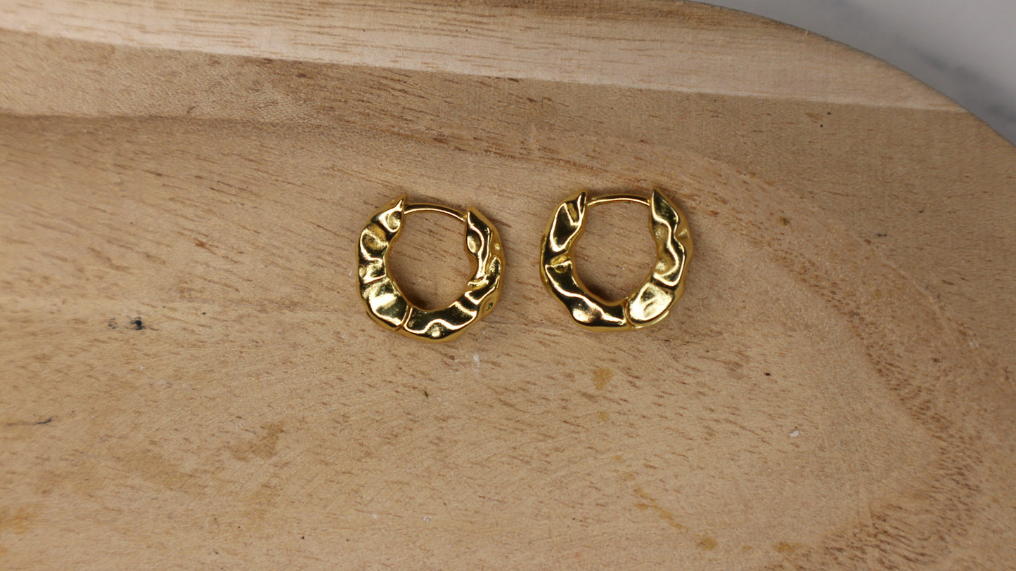 Gold Huggie Statement Hoop Earrings