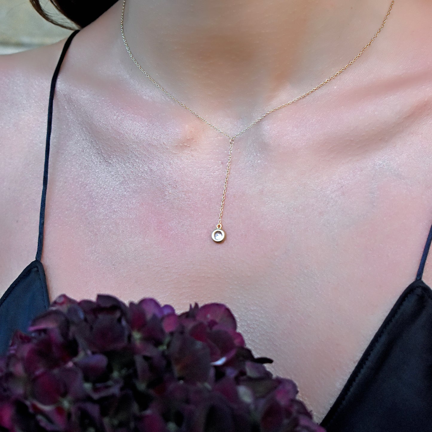 Diamond Pendant 925 Gold Lariat Y Necklace