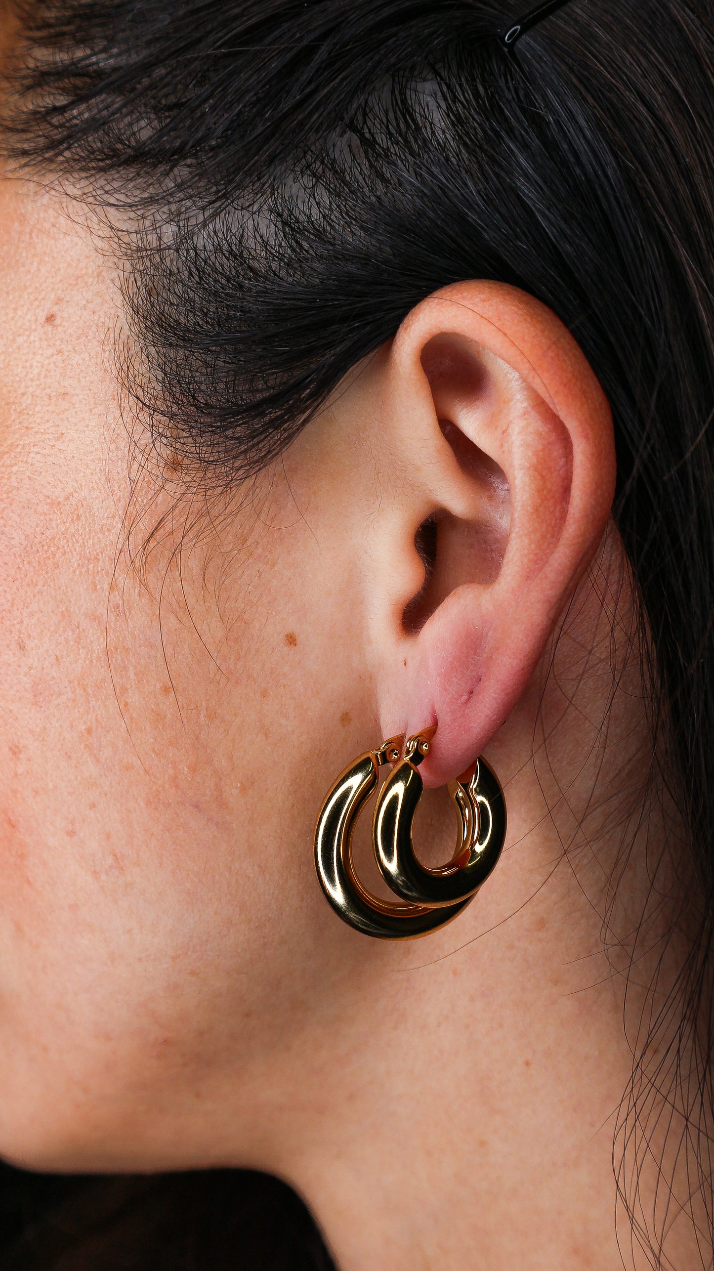 Gold Hoop Huggie Earrings