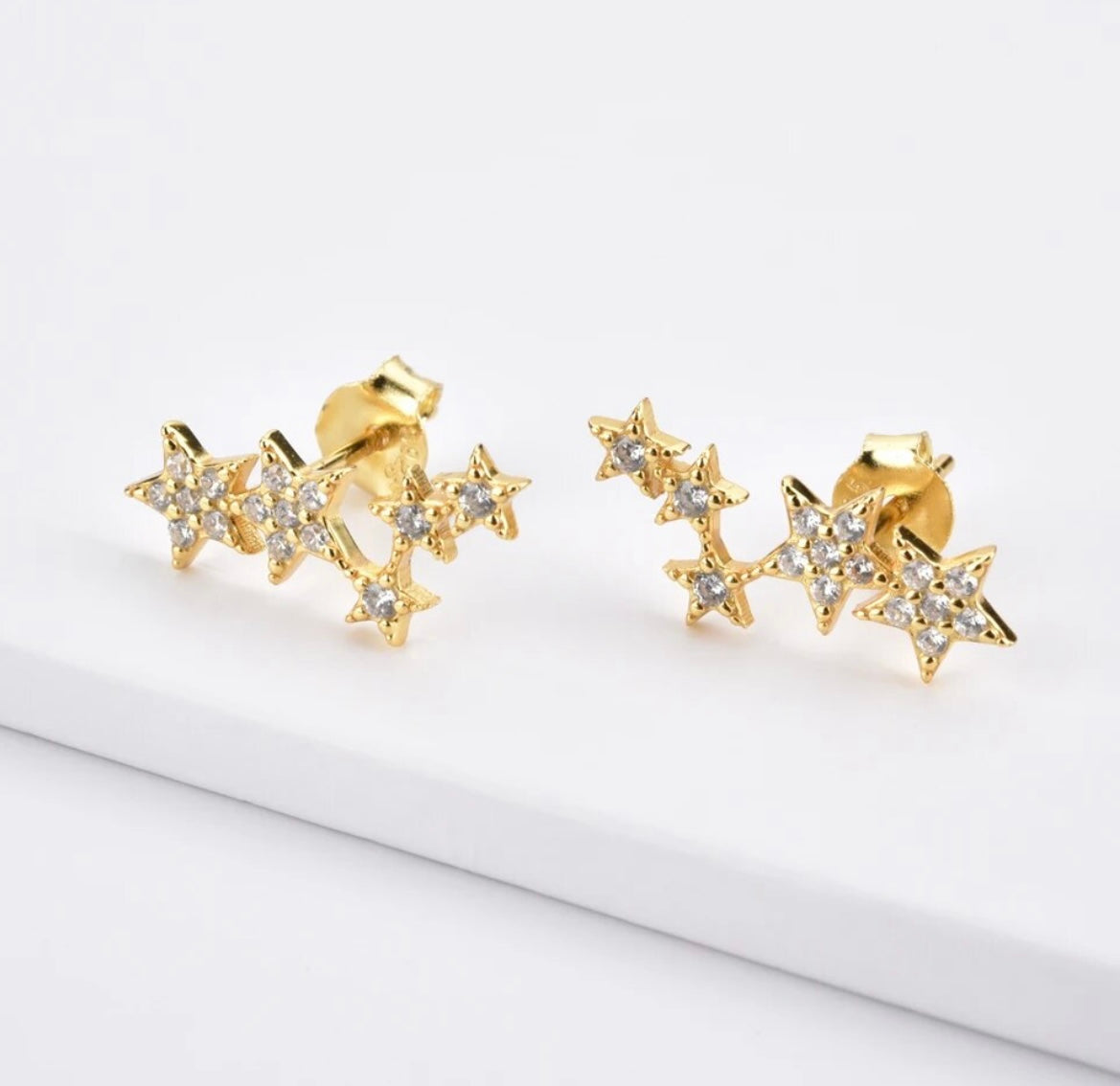 Gold Starlight Double Stud Earrings 925 Sterling Silver, Gold Plated