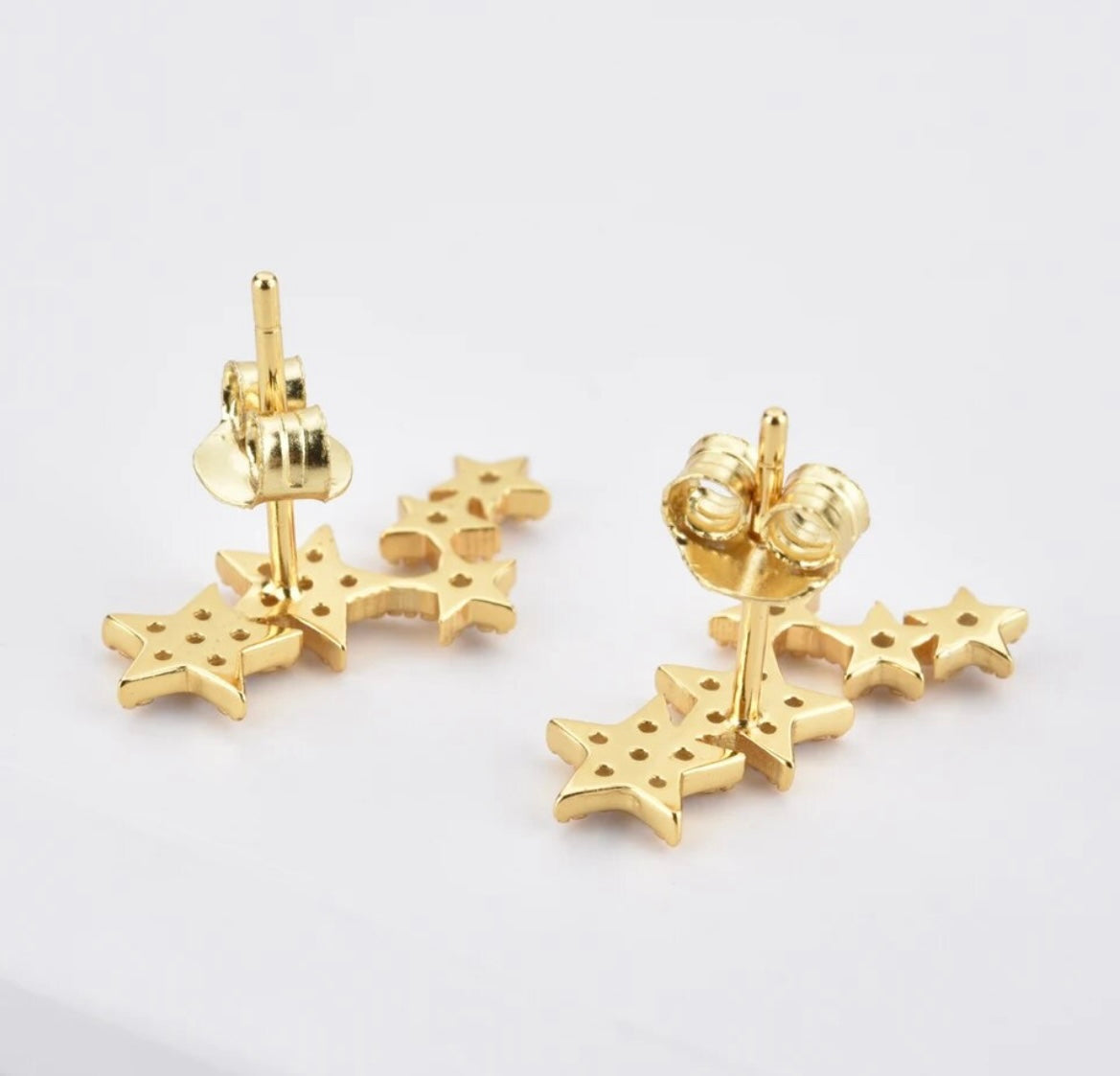 Gold Starlight Double Stud Earrings 925 Sterling Silver, Gold Plated