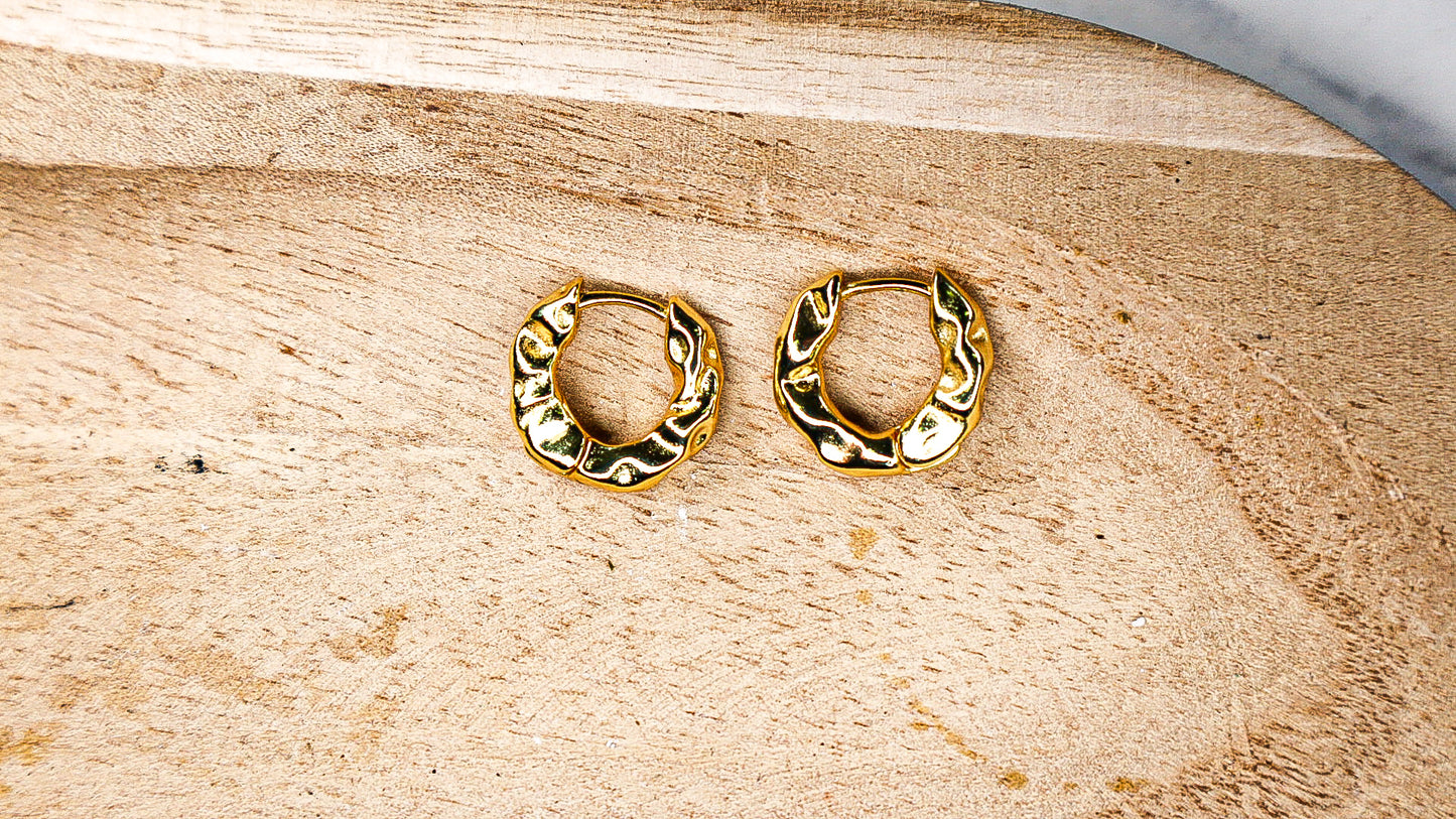 Gold Huggie Statement Hoop Earrings