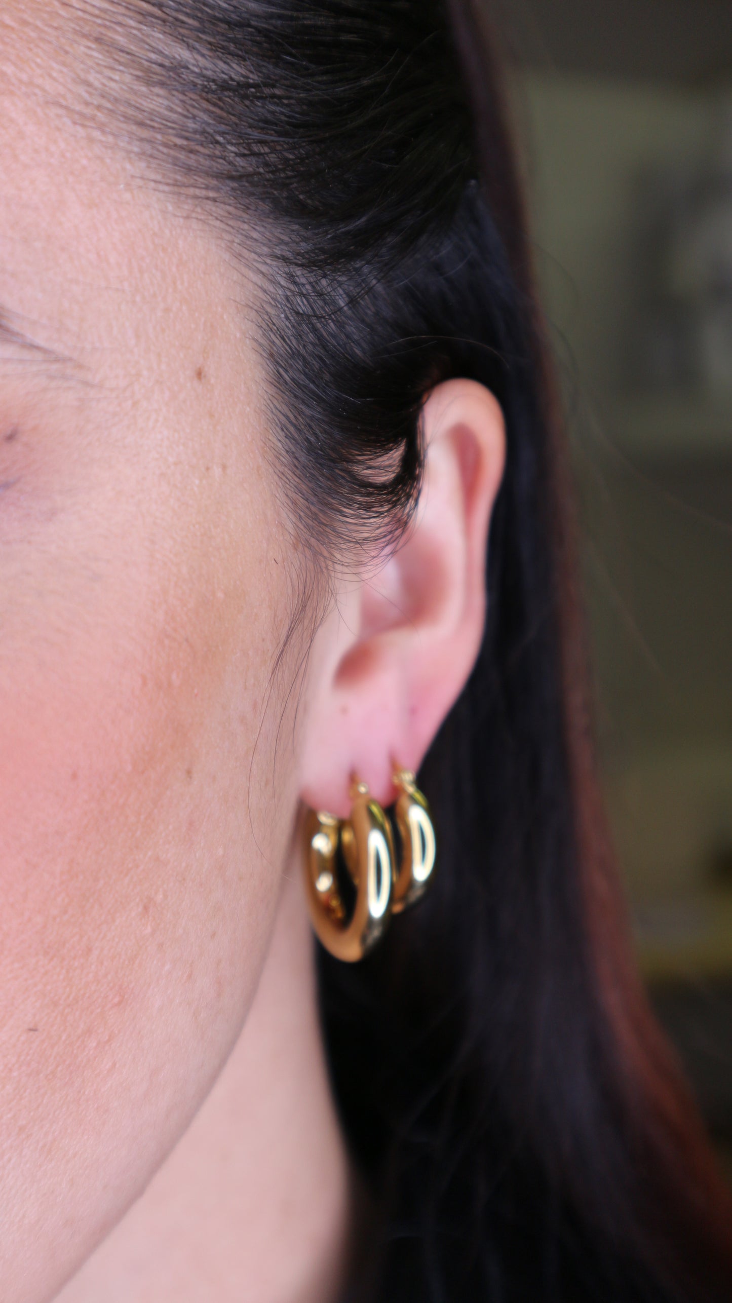 Gold Hoop Huggie Earrings