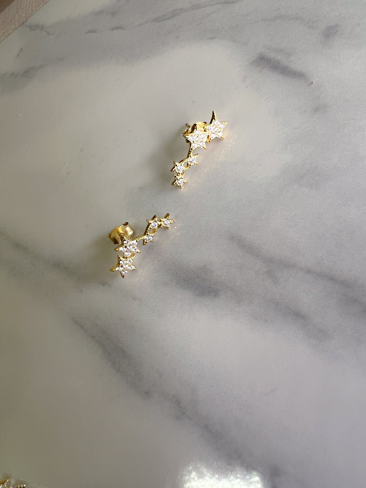 Gold Starlight Double Stud Earrings 925 Sterling Silver, Gold Plated