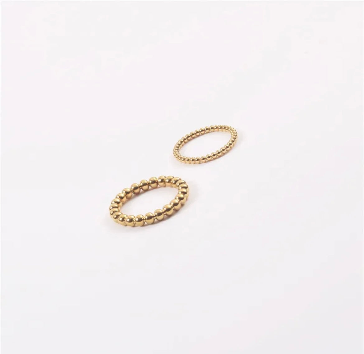 Gold Beaded Bubble Stack Ring Pair small and Large