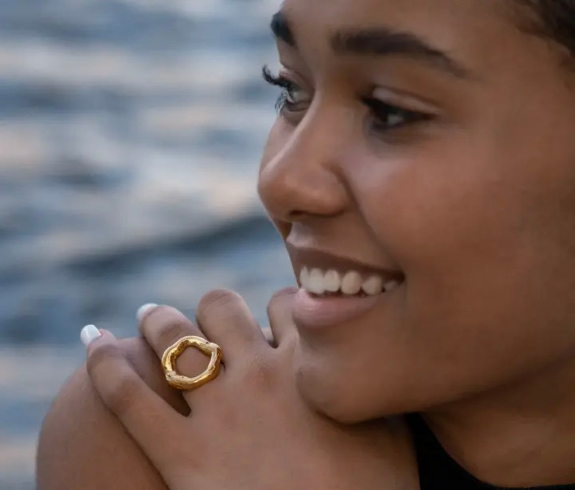 Gold Melted Melia Ring