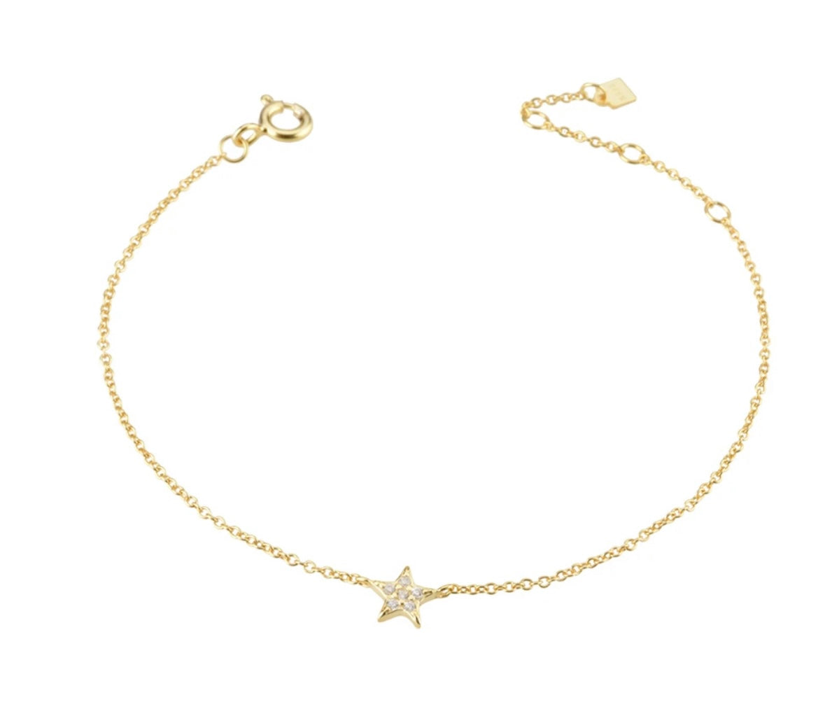 Gold Star Diamond Star Bracelet