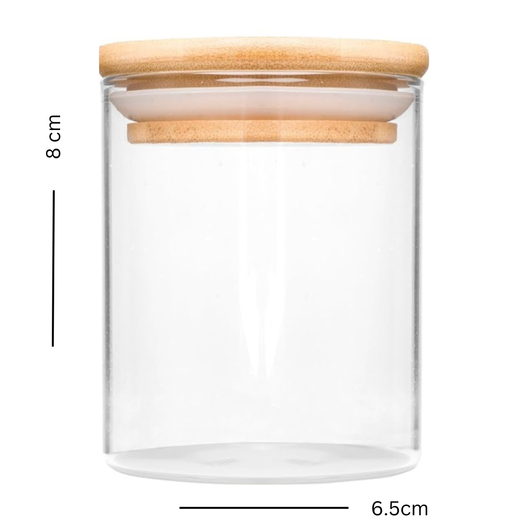 12 Glass Bamboo Spice Containers (40 Labels)