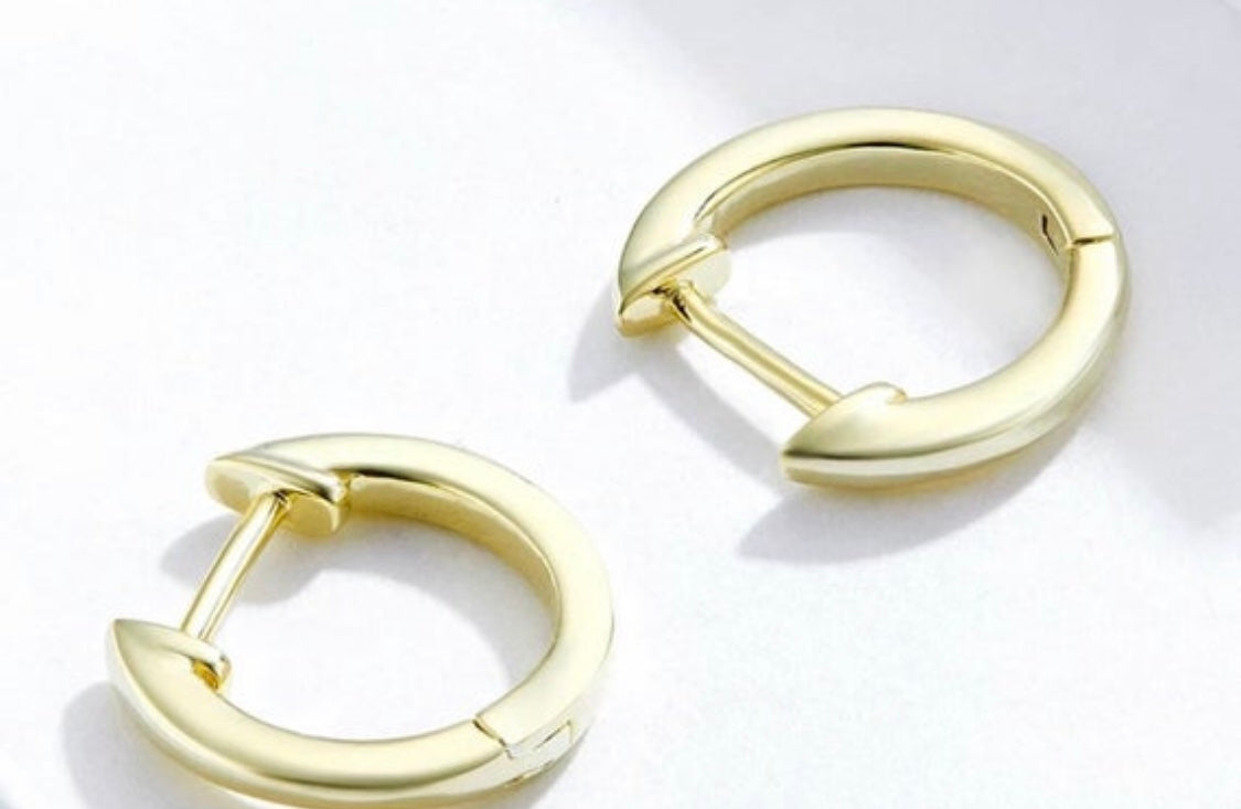 Gold Hoop S925 Huggie Earrings