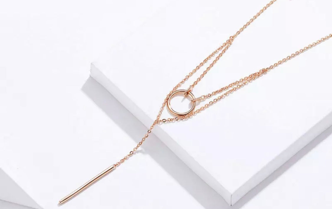 Rose Gold Minimalist Long Necklace