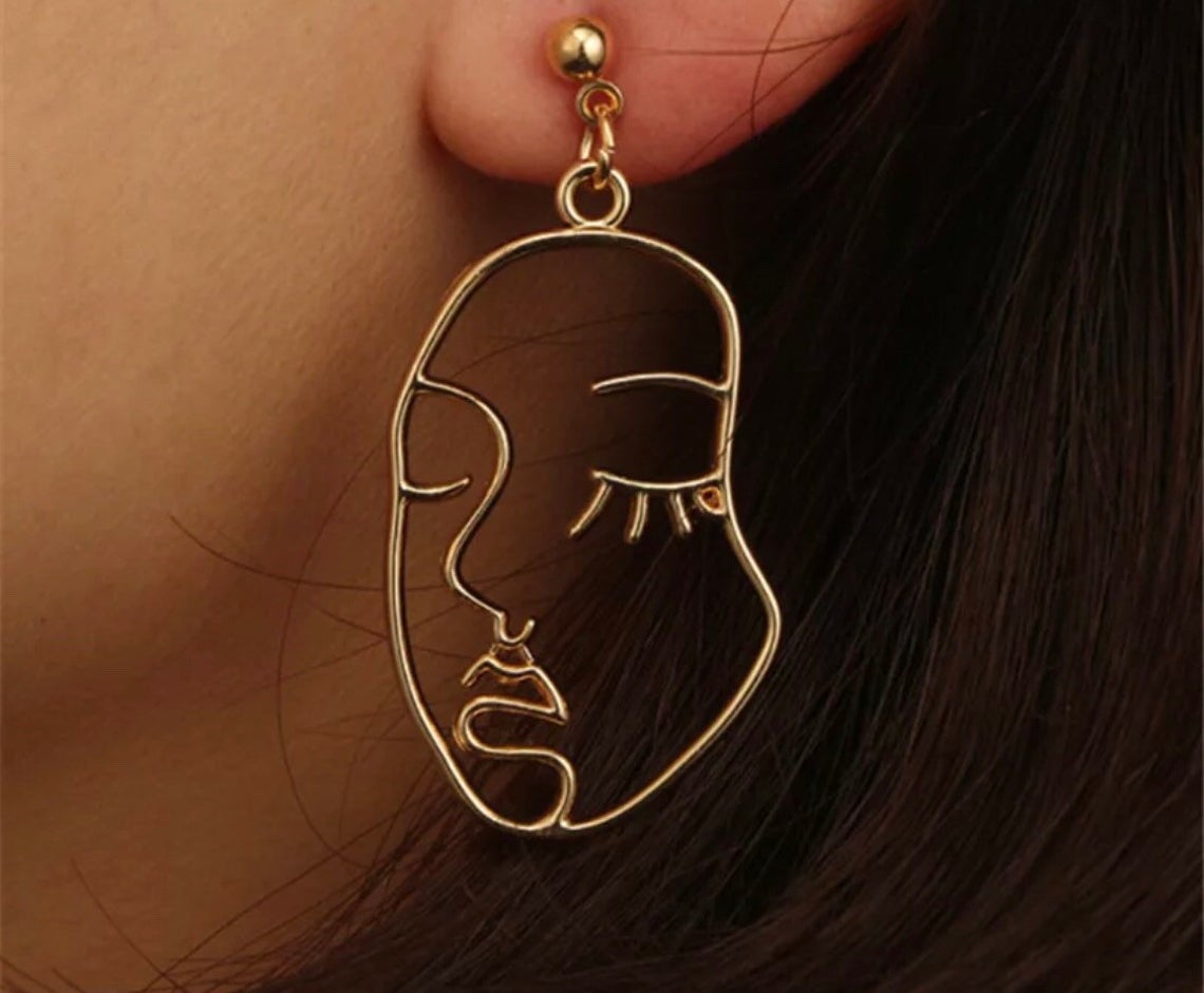 Gold Face Earrings