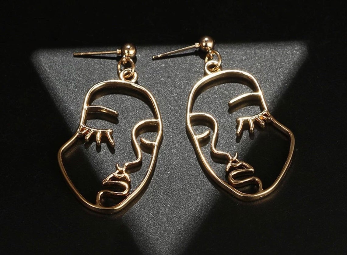 Gold Face Earrings