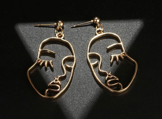 Gold Face Earrings