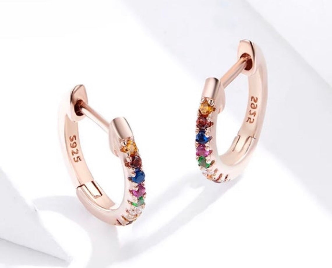 Rose Gold Hoop Huggie Earrings