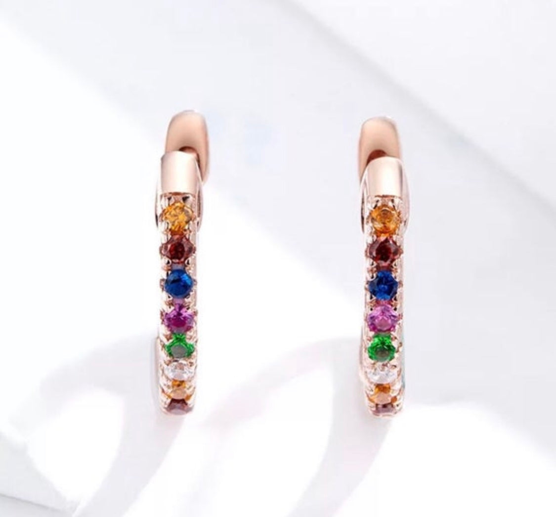 Rose Gold Hoop Huggie Earrings