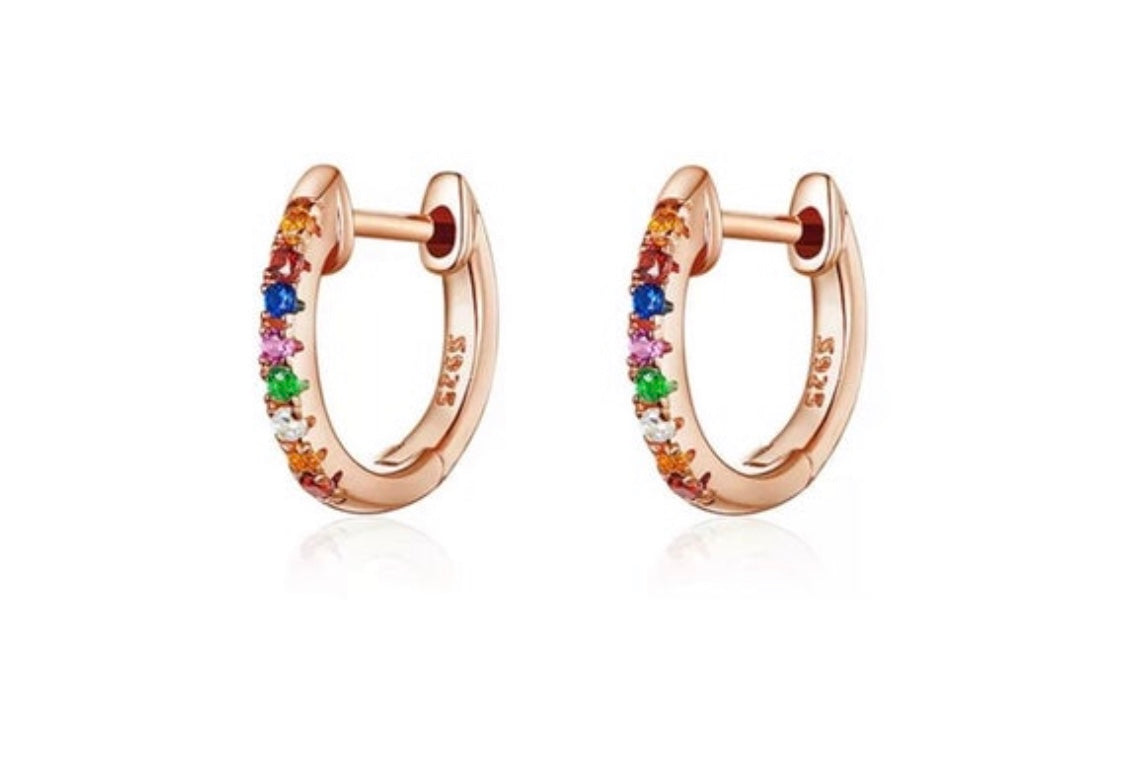 Rose Gold Hoop Huggie Earrings