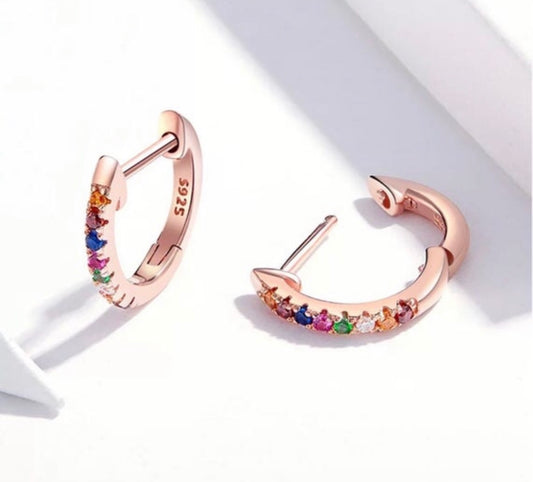 Rose Gold Hoop Huggie Earrings