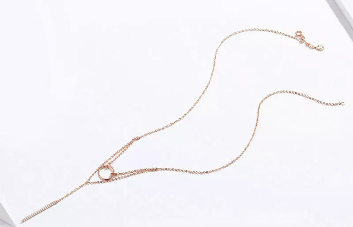 Rose Gold Minimalist Long Necklace