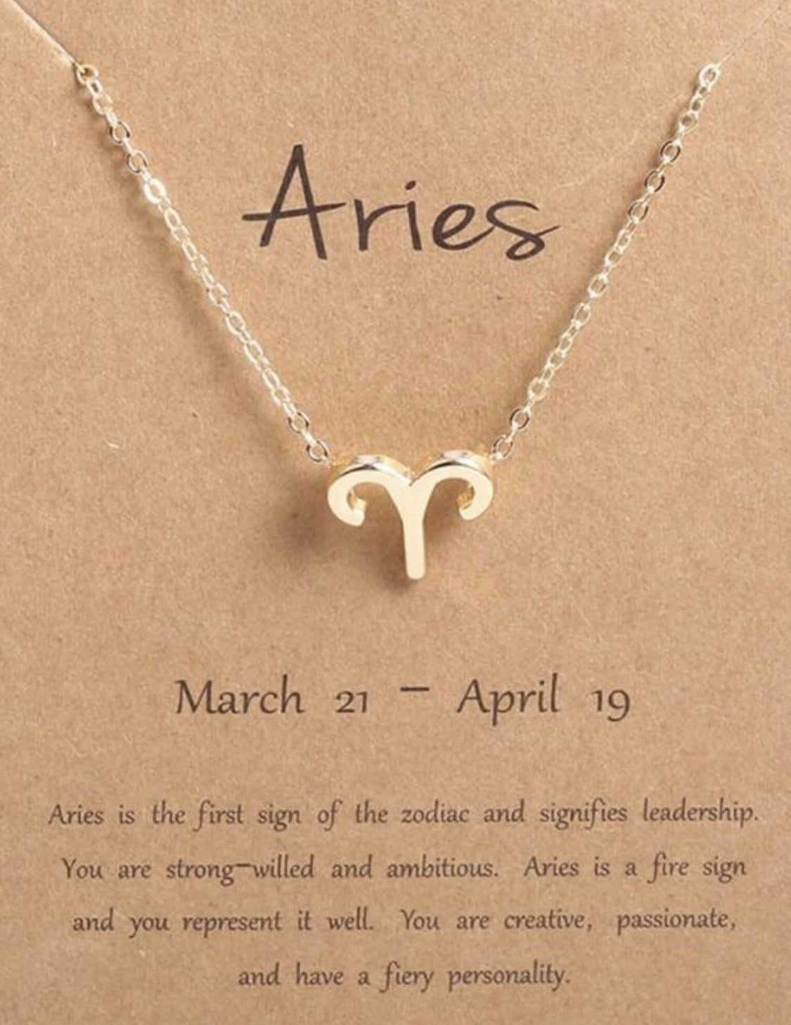 Gold Zodiac Sign Necklace Chain With Cardboard Card