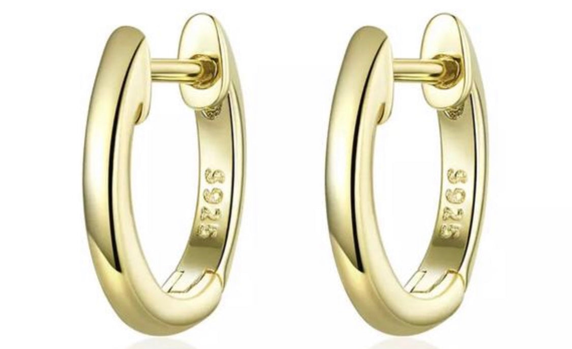 Gold Hoop S925 Huggie Earrings