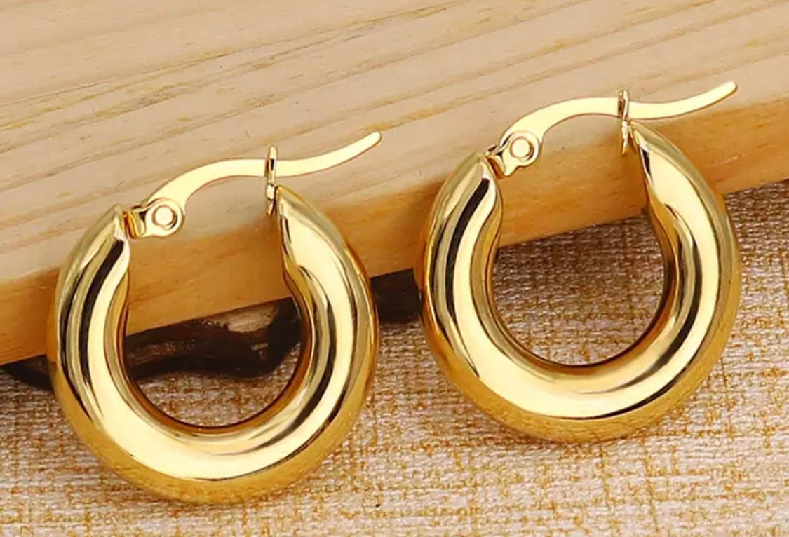 Gold Hoop Huggie Earrings