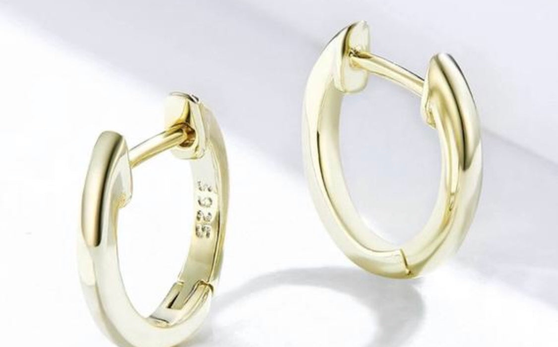 Gold Hoop S925 Huggie Earrings