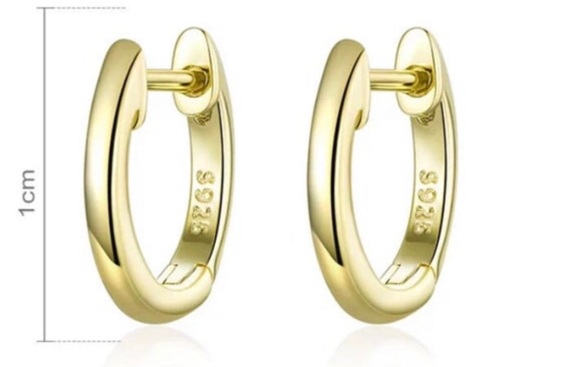 Gold Hoop S925 Huggie Earrings