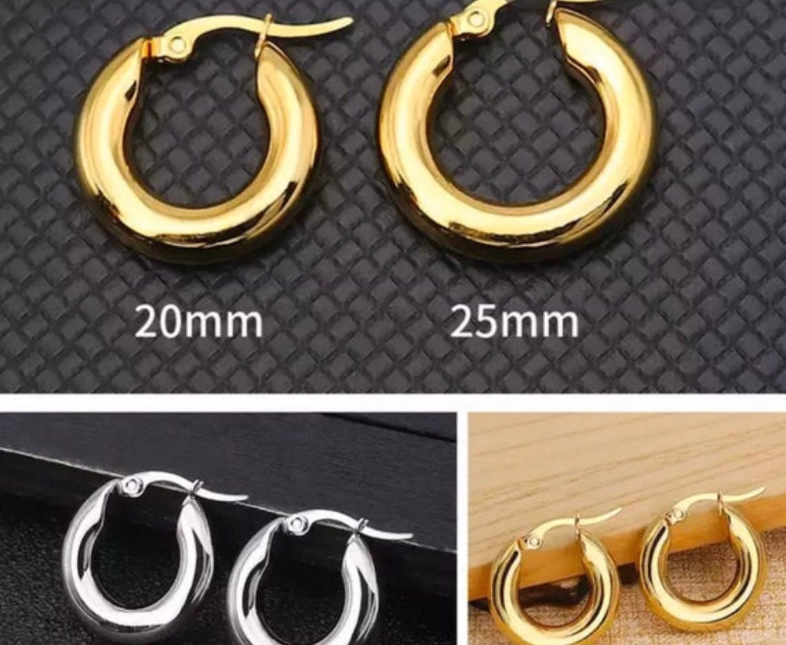 Gold Hoop Huggie Earrings