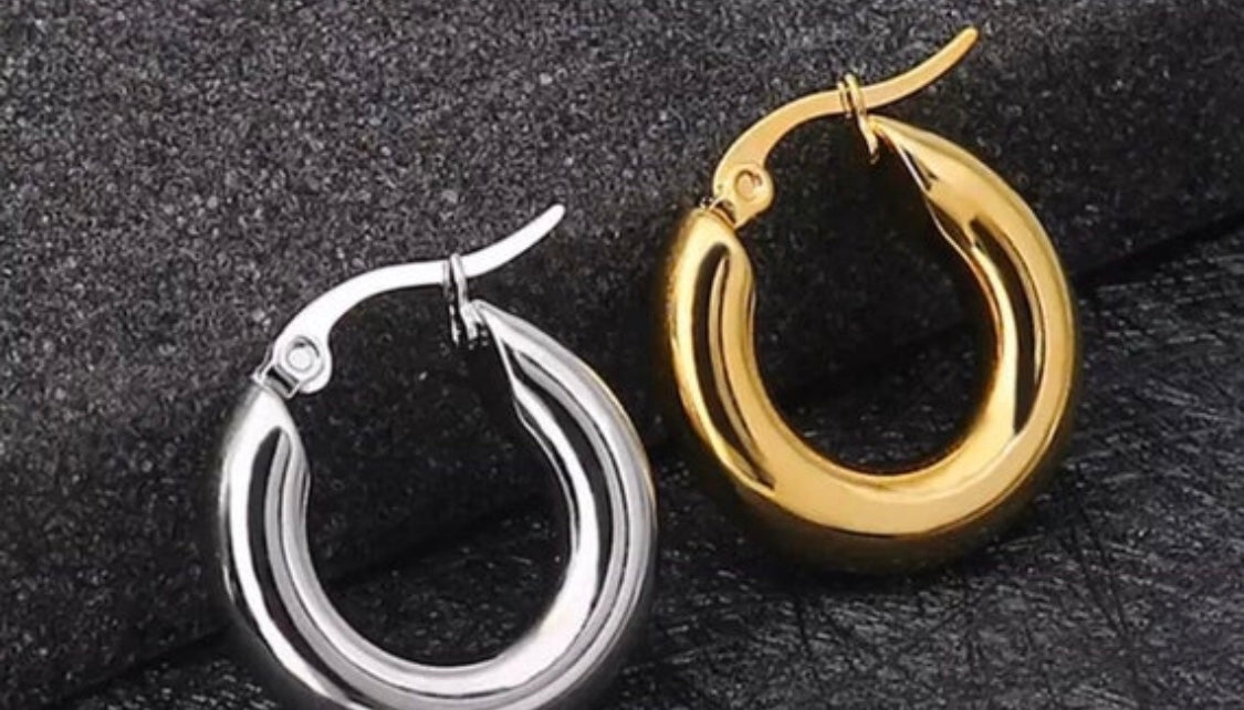 Gold Hoop Huggie Earrings