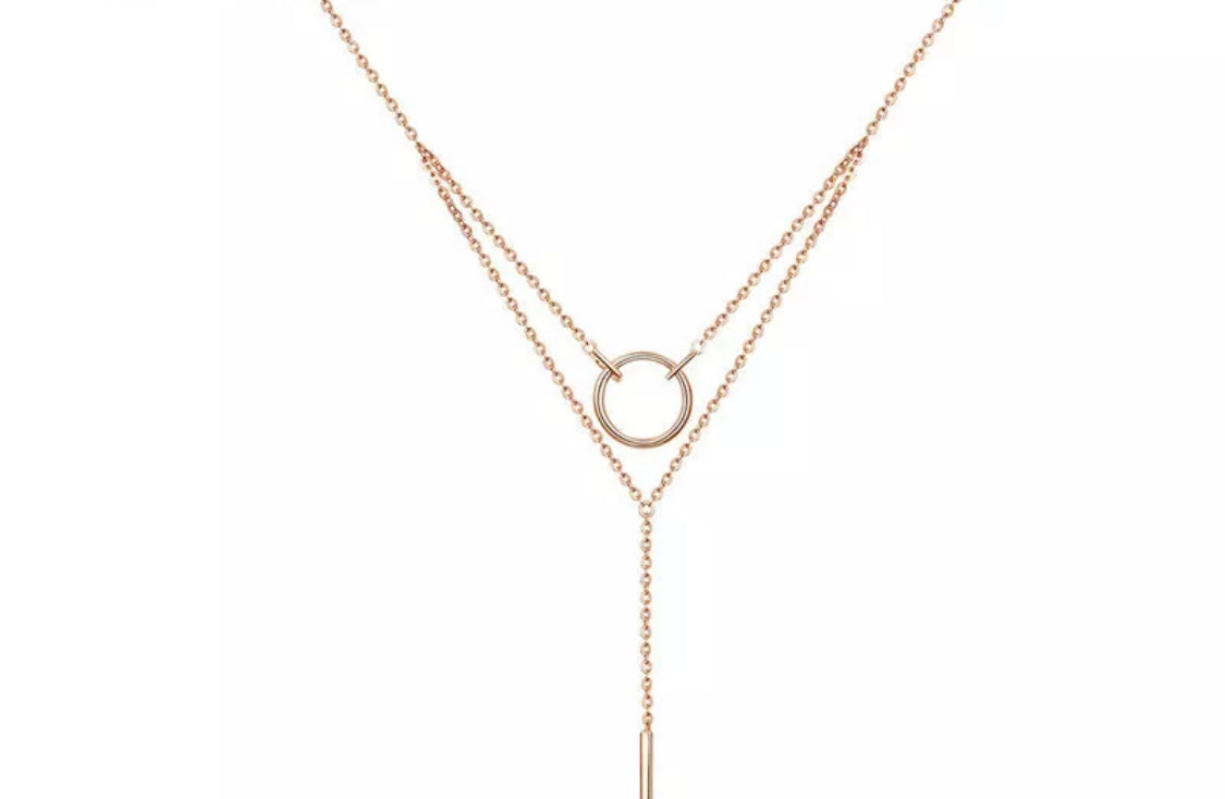 Rose Gold Minimalist Long Necklace