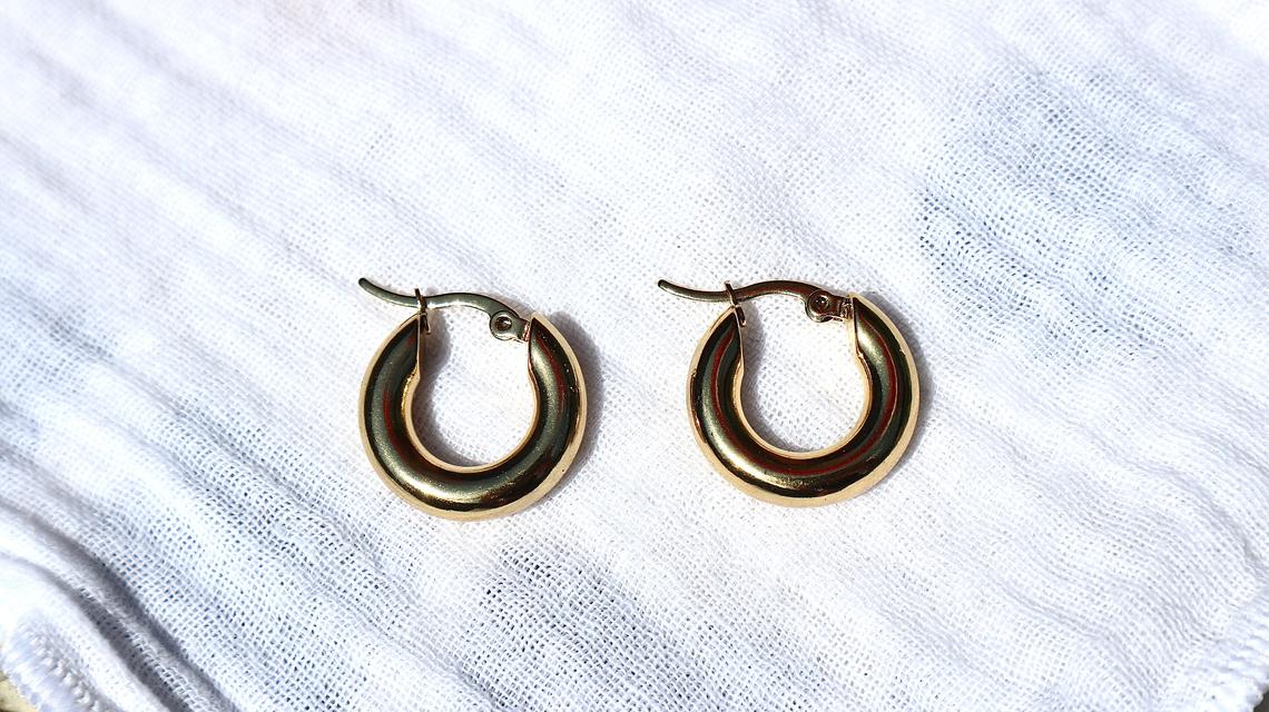 Gold Hoop Huggie Earrings