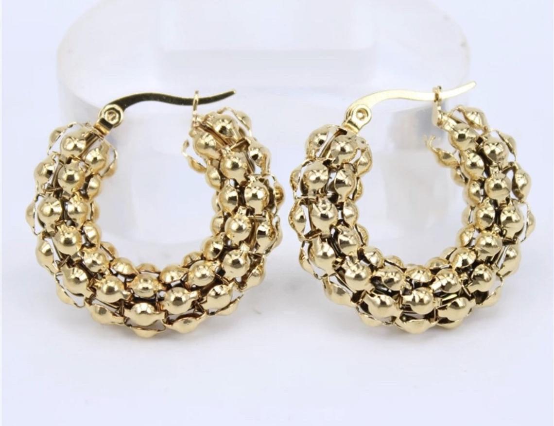 Gold Beaded Hoop Earrings