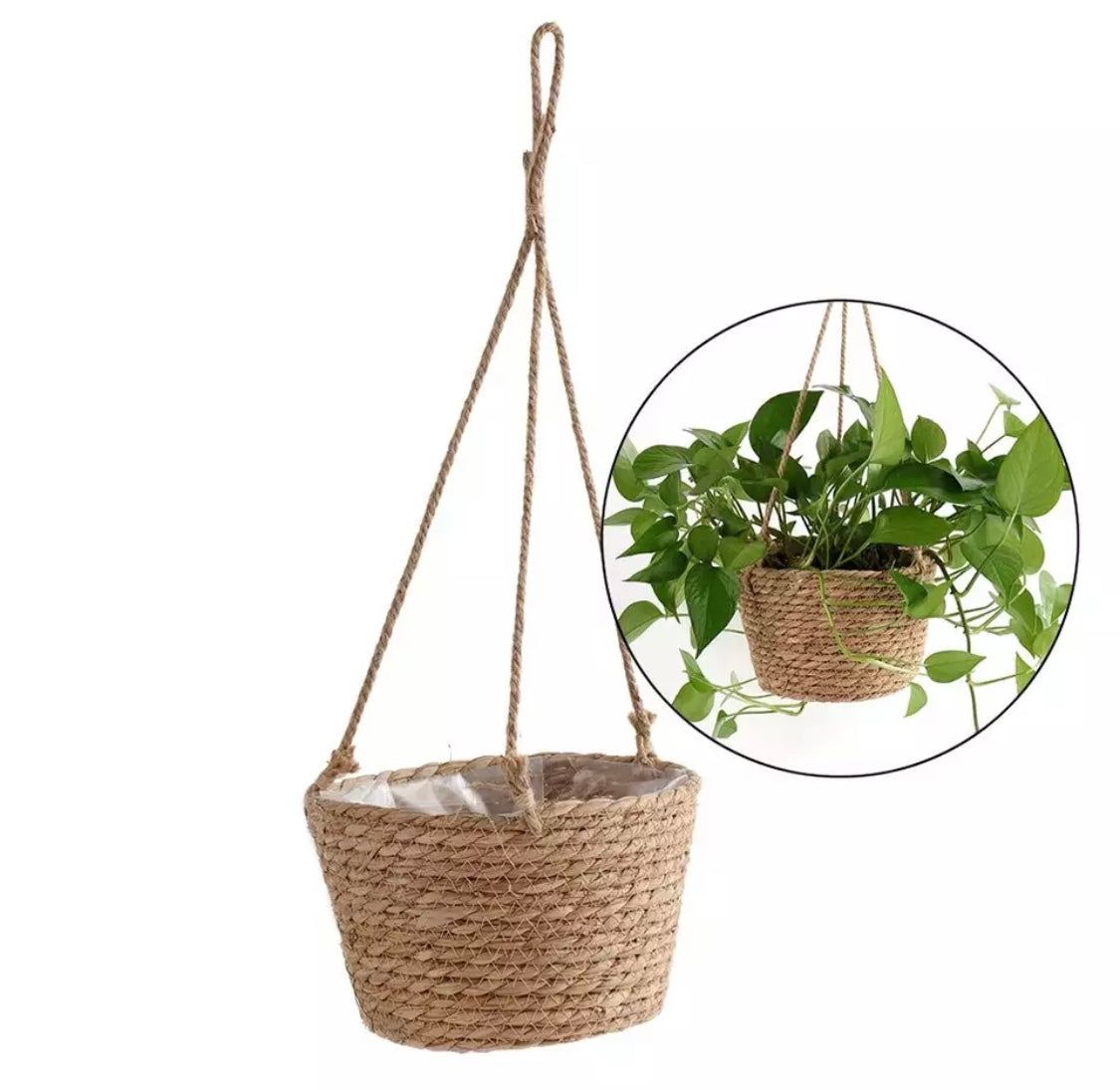 Wicker hanging basket