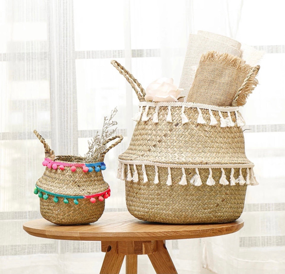 Wicker Tassle Basket