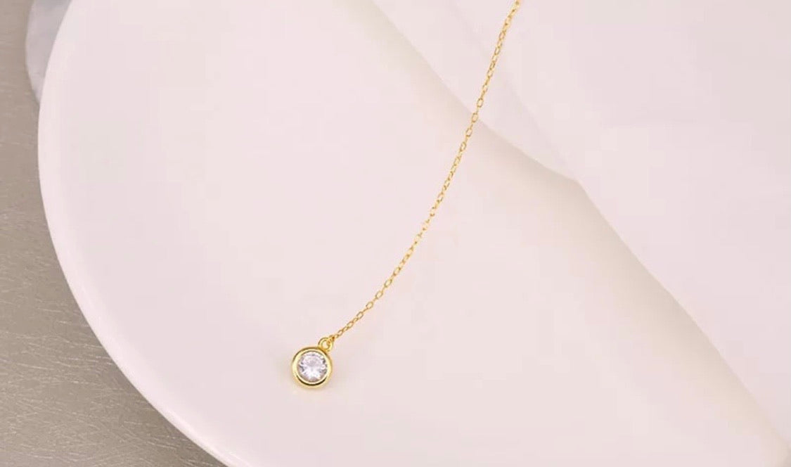 Diamond Pendant 925 Gold Lariat Y Necklace