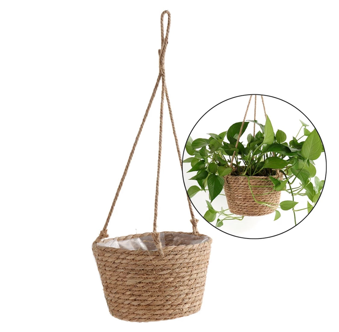 Wicker hanging basket