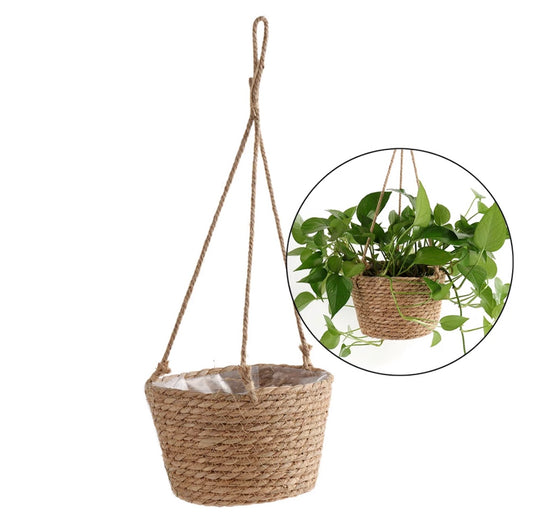 Wicker hanging basket